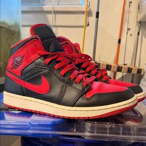 Nike Air Jordan Black and Red mid Sneakers